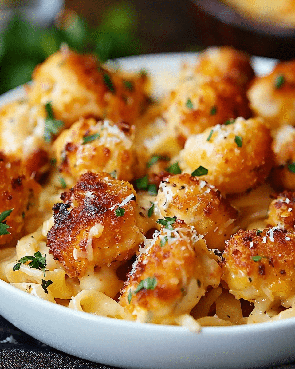 Delicious Garlic Butter Chicken Bites with Creamy Parmesan Pasta