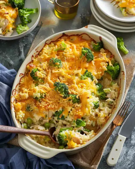 Cheesy Chicken Broccoli Rice Casserole