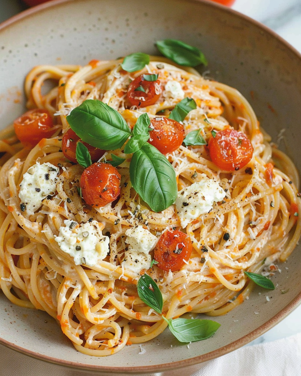 Roasted Tomato and Garlic Ricotta Pasta