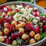 Chickpea, Beet & Feta Salad with Lemon-Garlic Vinaigrette