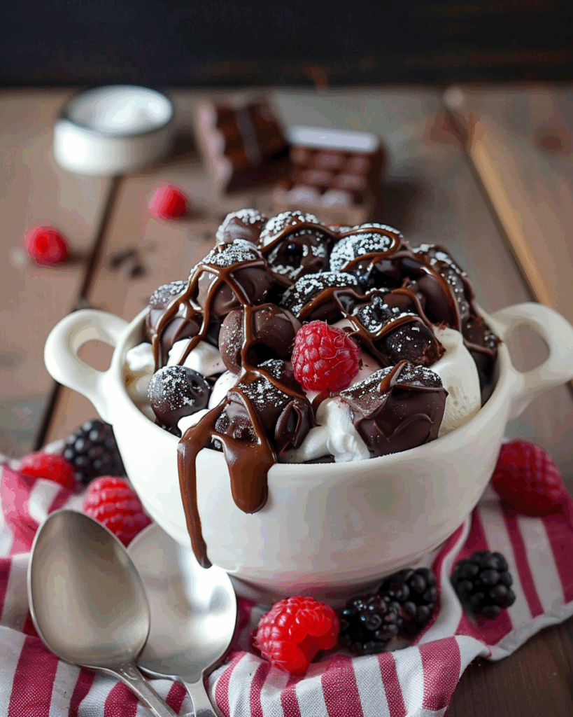 Chocolate Covered Berries and Cream Bowl