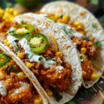 Fried Chicken Street Corn Tacos with Jalapeno Lime Ranch