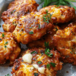 Cheesy Chicken Fritters with Garlic Aioli Dip