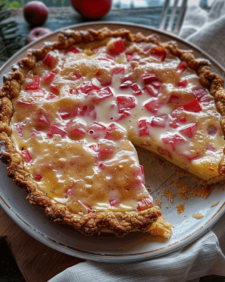 Crustless Rhubarb Custard Pie