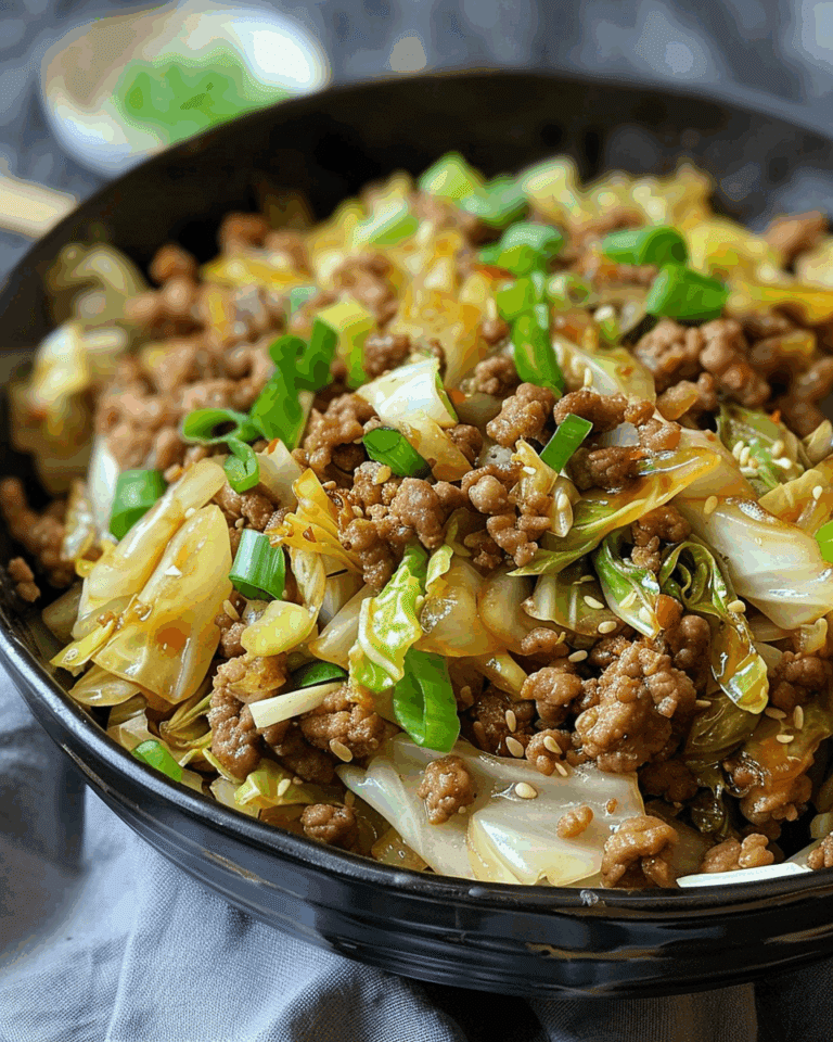 Healthy Chinese Ground Beef & Cabbage Stir Fry