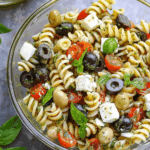 Pesto Pasta Salad with Mozzarella and Olives 4 Pesto Pasta Salad with Mozzarella and Olives
