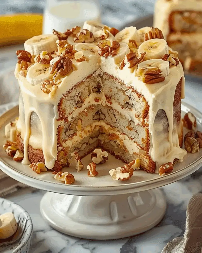 Luscious Vanilla Banana Walnut Cake