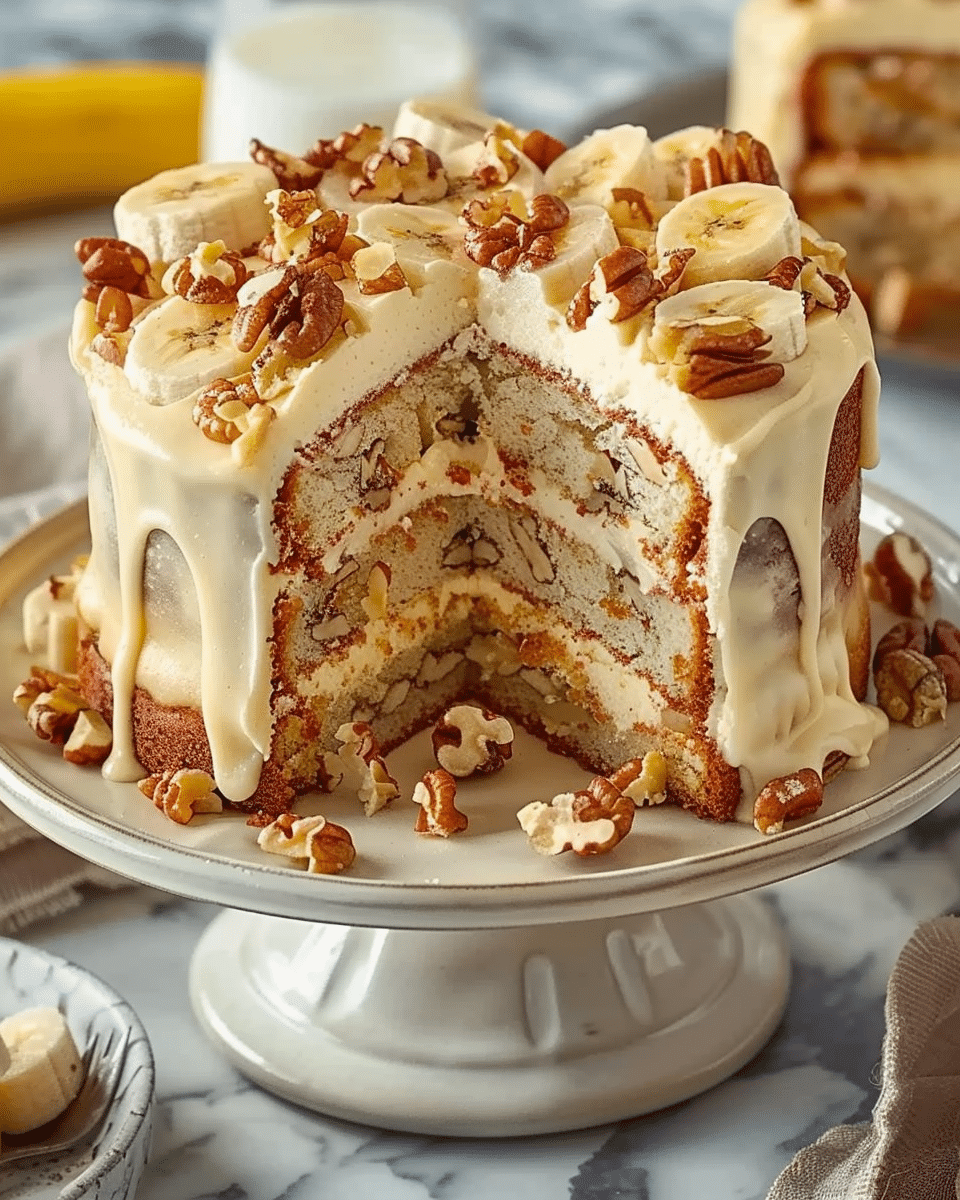 Luscious Vanilla Banana Walnut Cake