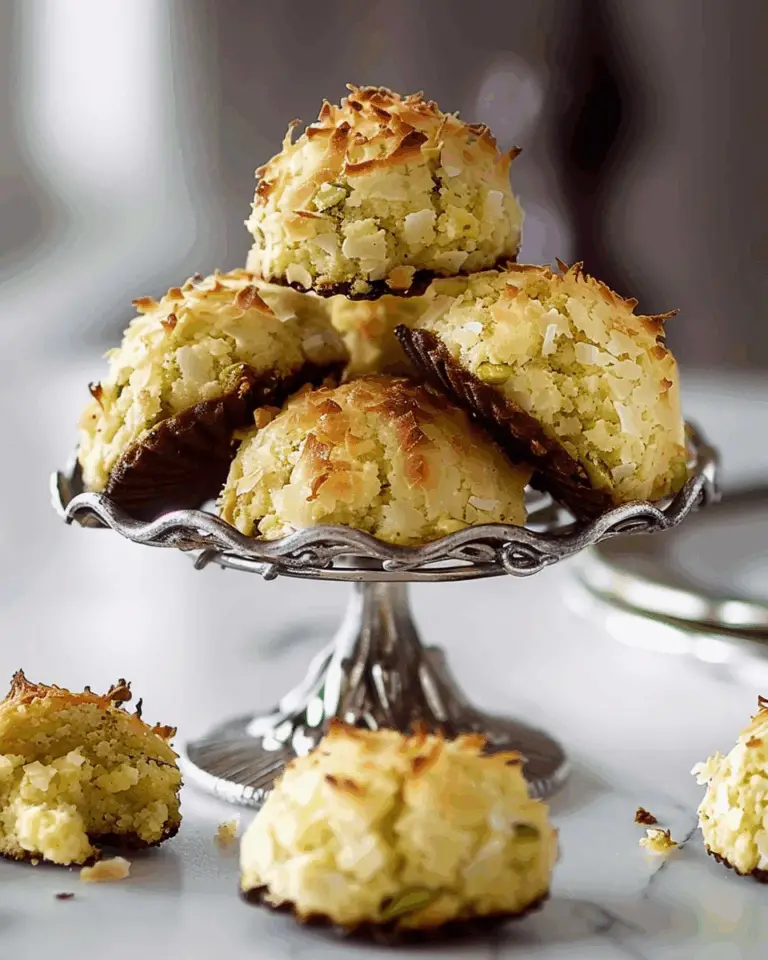 Pistachio Coconut Macaroons with Dark Chocolate