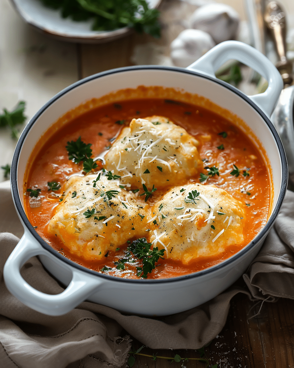 Tomato Soup with Cheddar Bay Dumplings