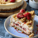 Strawberry Swirl Cheesecake with Crumble Topping