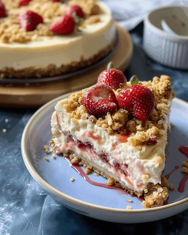 Strawberry Swirl Cheesecake with Crumble Topping