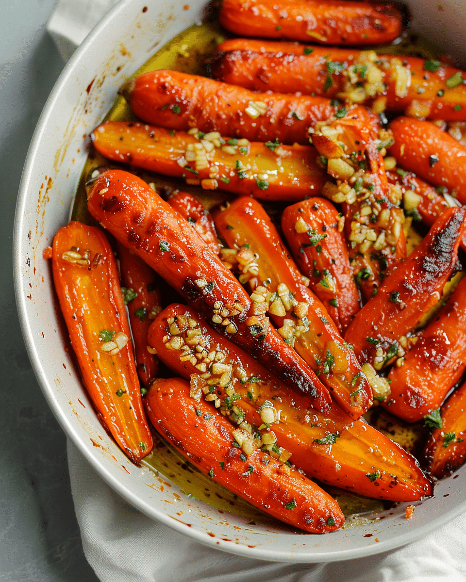 Oven Roasted Carrots with Honey Garlic Butter Glaze