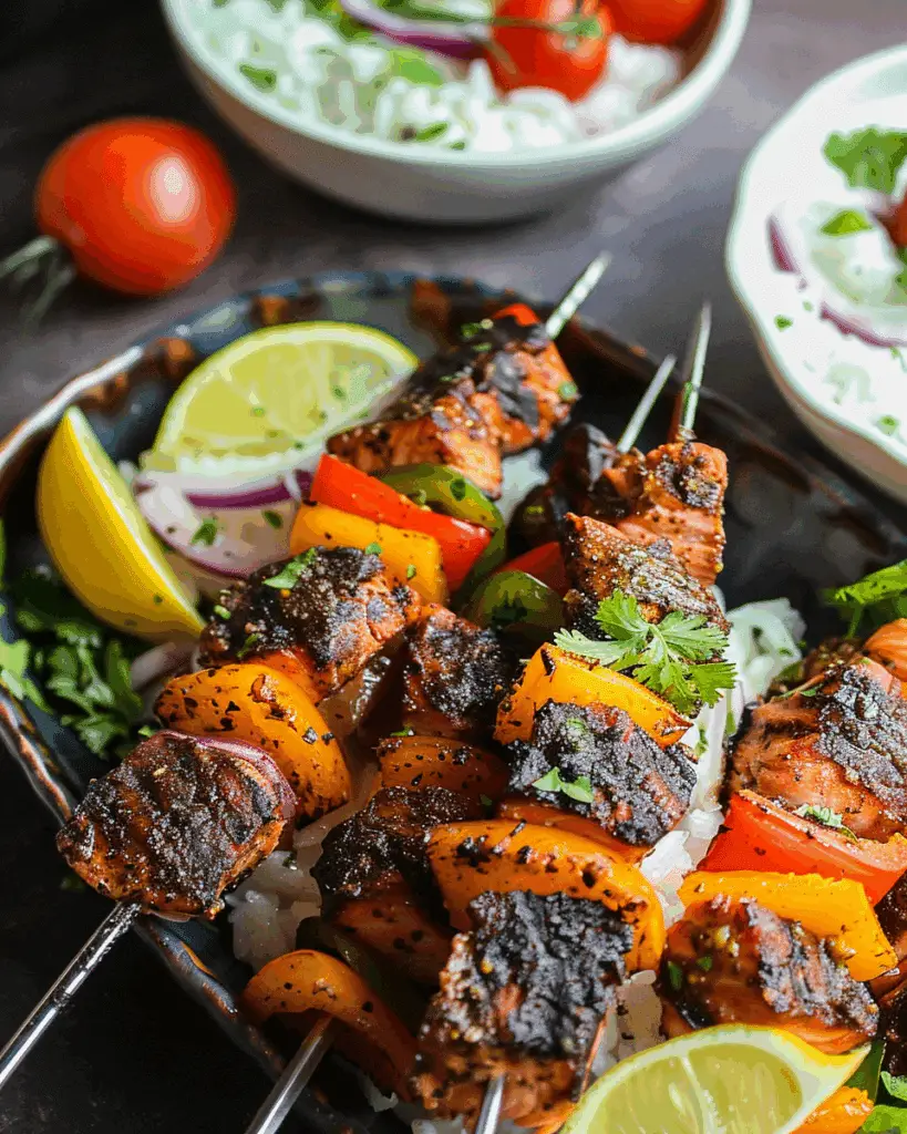 Grilled Jerk Salmon Kabobs
