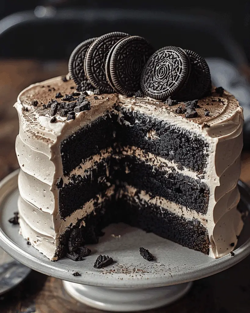 Black Velvet Cake with Oreo Frosting