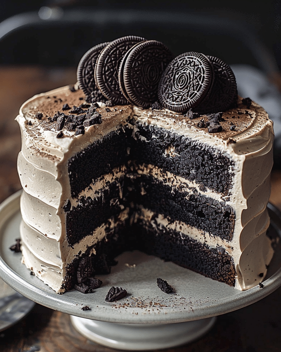 Black Velvet Cake with Oreo Frosting
