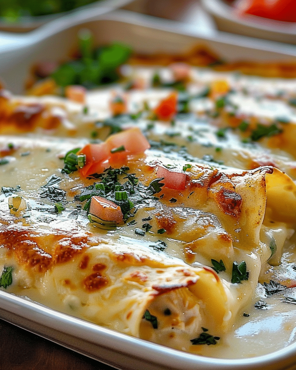 Chicken Enchiladas with Sour Cream White Sauce