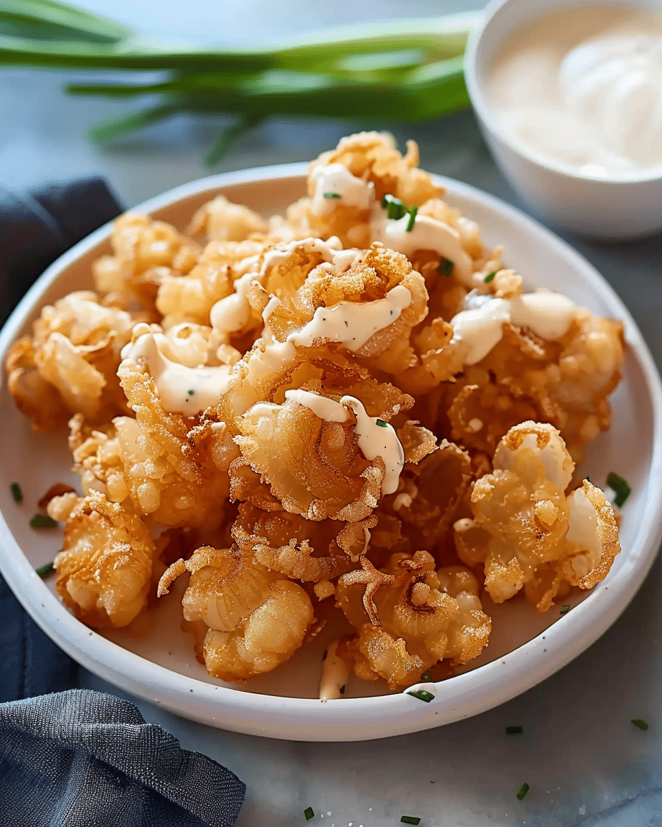 Mini Crispy Blooming Onions with Buttermilk Ranch