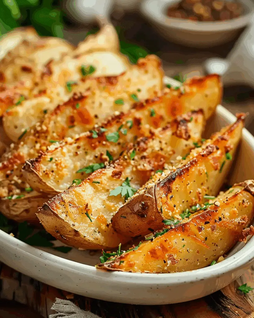 Crispy Baked Garlic Parmesan Potato Wedges