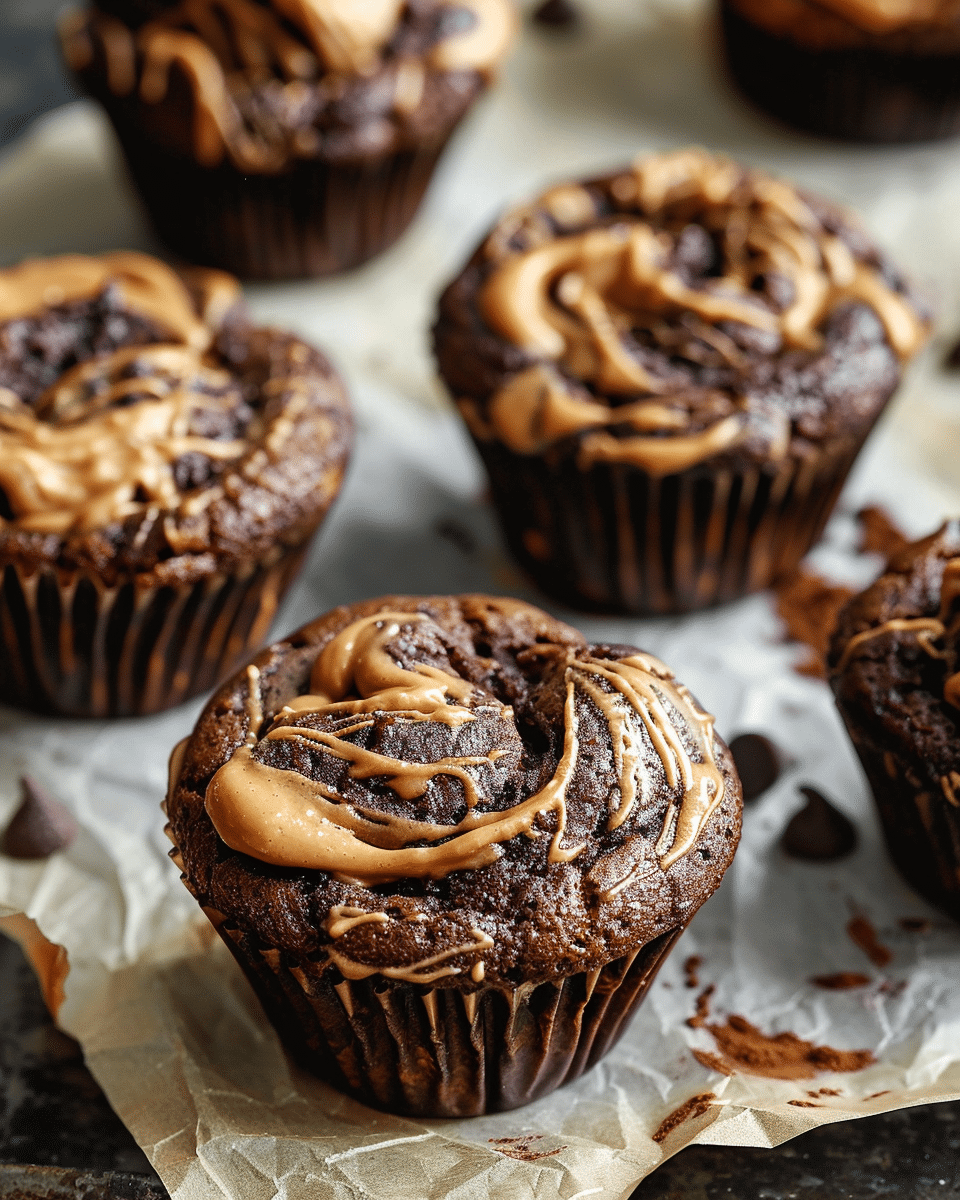 Chocolate Peanut Butter Swirl Muffins