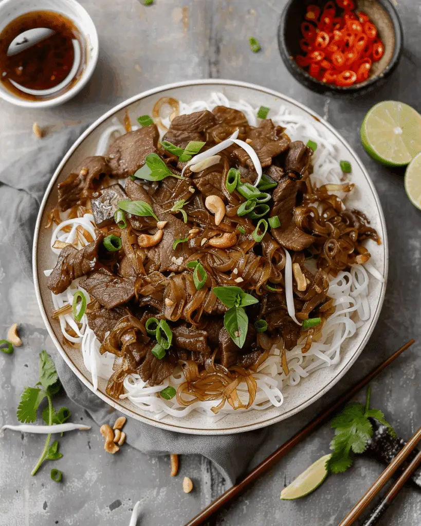 Flat Rice Noodles with Beef