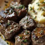 Garlic Butter Steak Bites and Mash