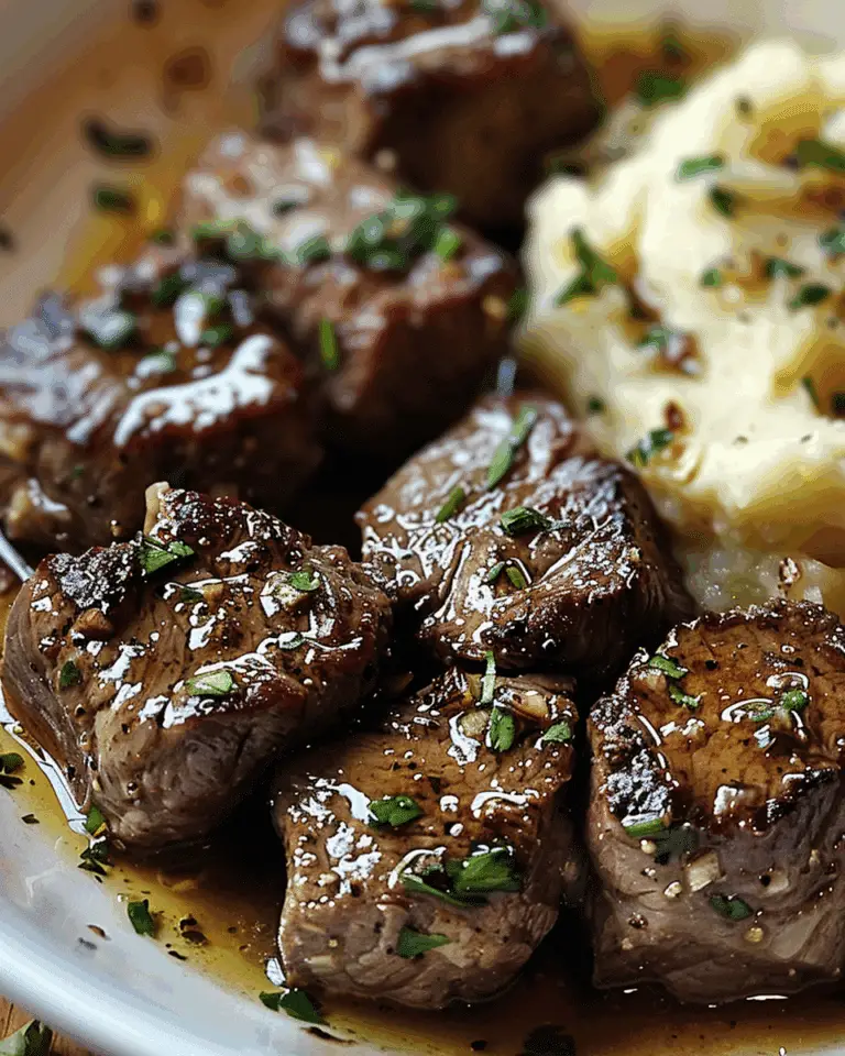 Garlic Butter Steak Bites and Mash