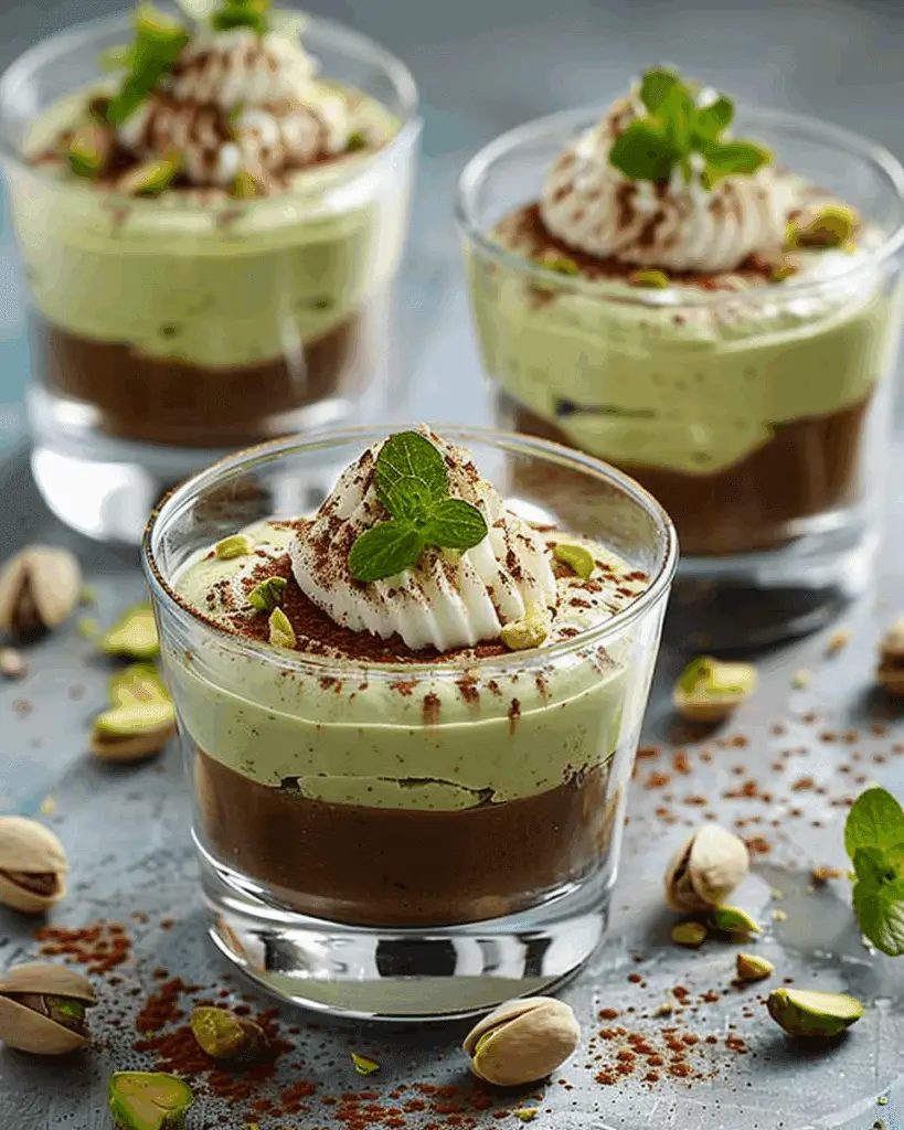 Pistachio Mousse with Chocolate Ganache