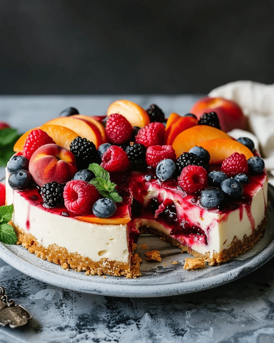 No-Bake Summer Berry and Peach Cheesecake – Easy and Delicious