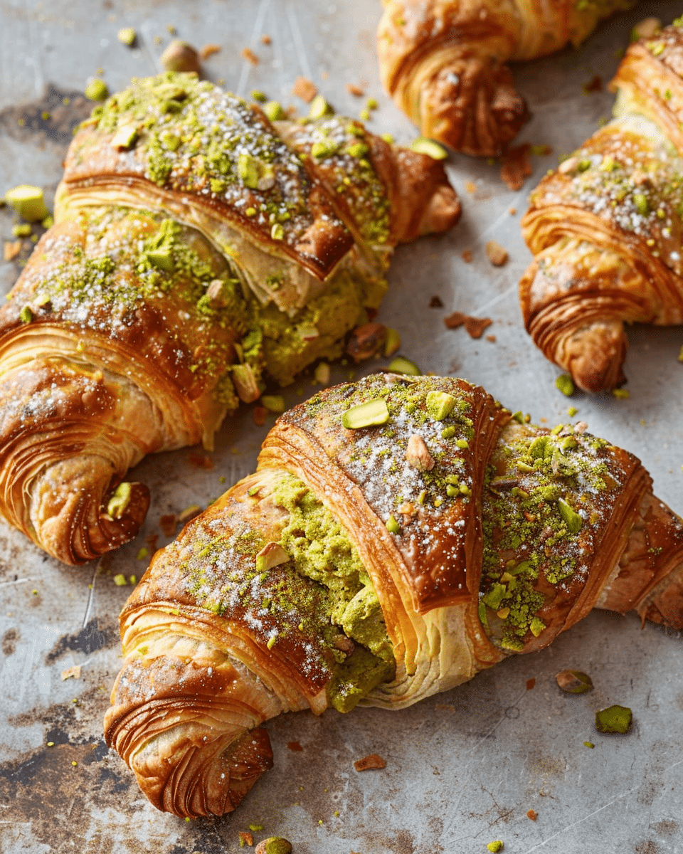 Vegan Pistachio Cream Croissants