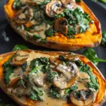 Creamy Mushroom and Spinach Stuffed Sweet Potatoes