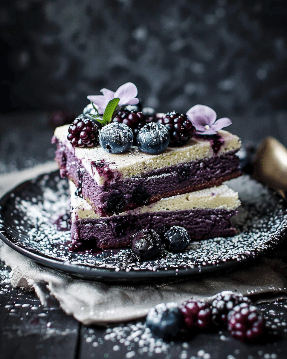 Flourless Blueberry Cake with Fresh Berries