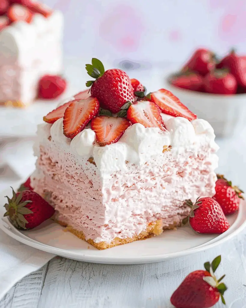 3 Ingredient No Bake Strawberry Cloud Cake