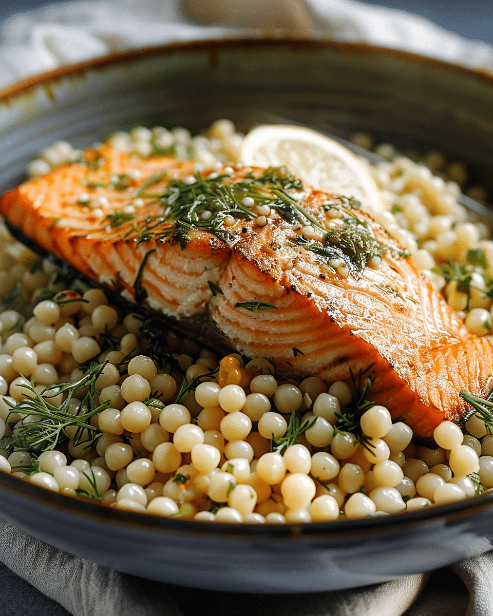 Herbed Salmon with Pearl Couscous