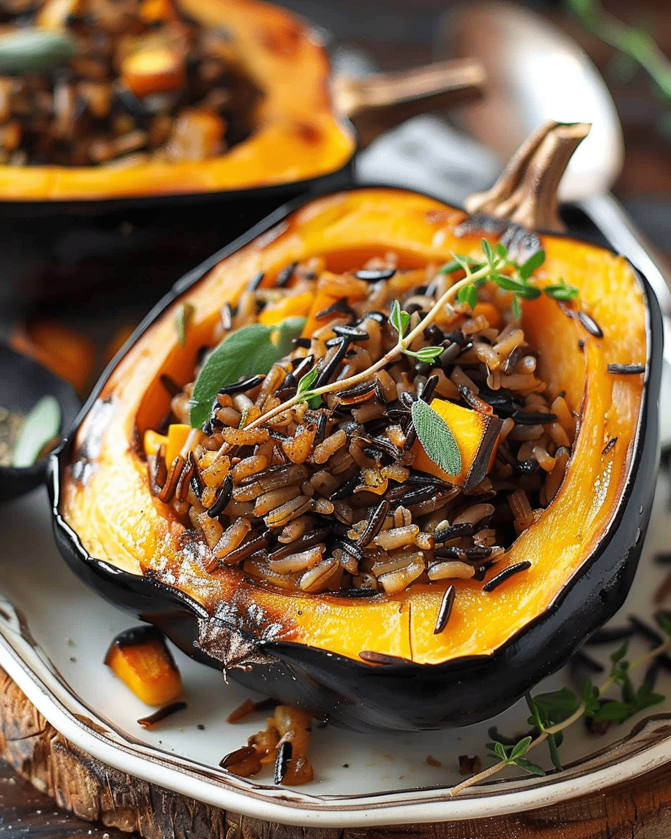 Stuffed Acorn Squash with Wild Rice