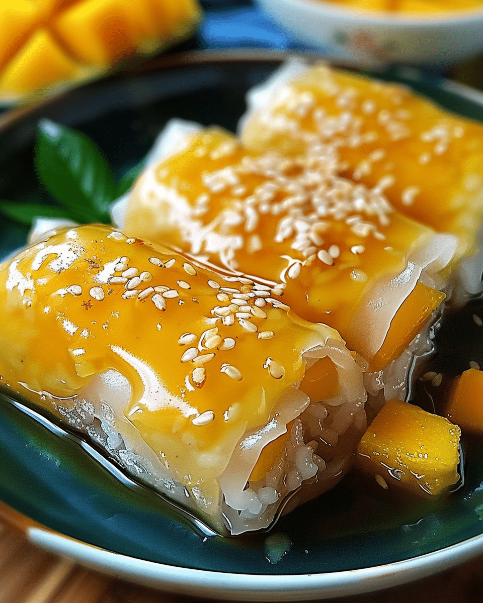 Sweet Mango Sticky Rice Rolls