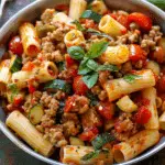Rigatoni with Sausage, Tomatoes, and Zucchini