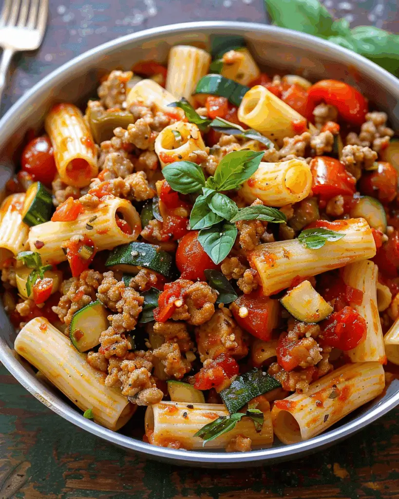 Rigatoni with Sausage, Tomatoes, and Zucchini