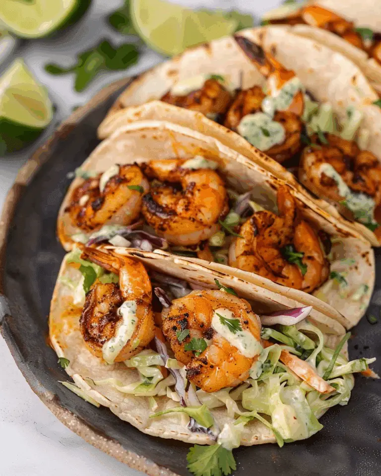 Cilantro Lime Shrimp Tacos with Creamy Slaw