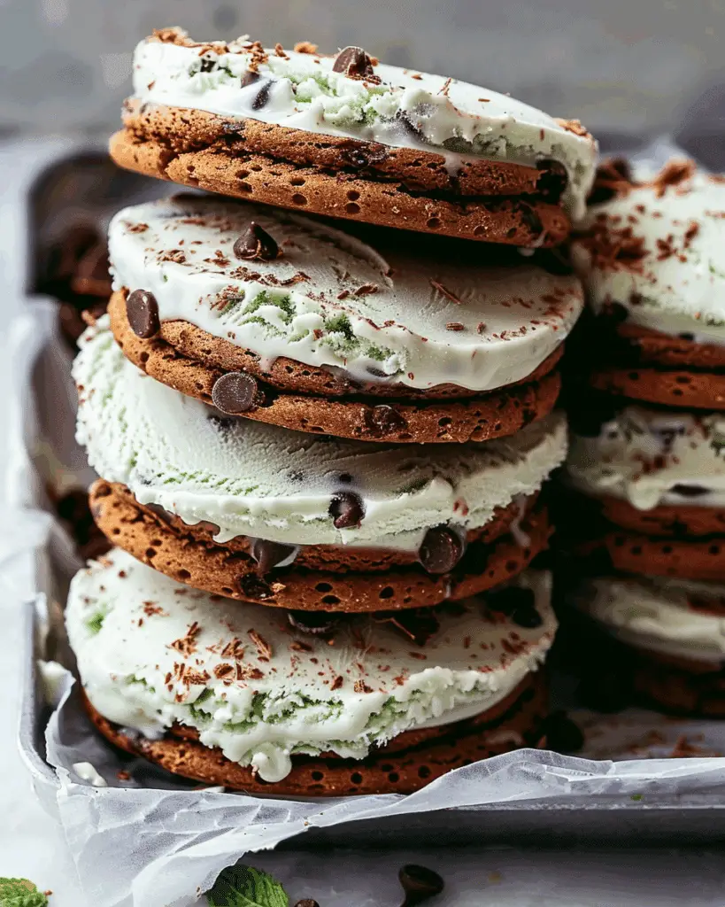 Mint Chocolate Chip Ice Cream Sandwiches