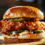 Jalapeno Honey Drenched Crispy Fried Chicken Sandwich