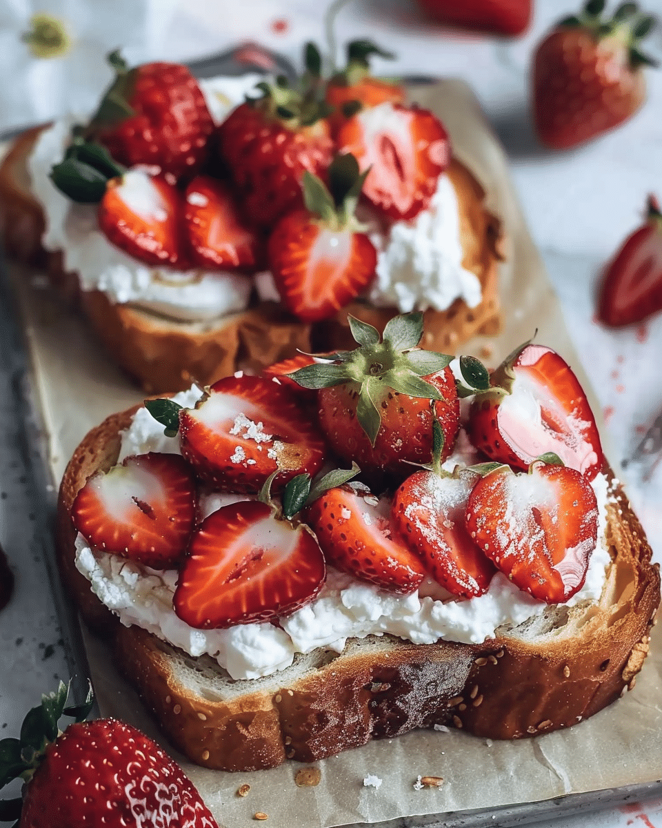 Roasted Strawberry Whipped Ricotta Toast