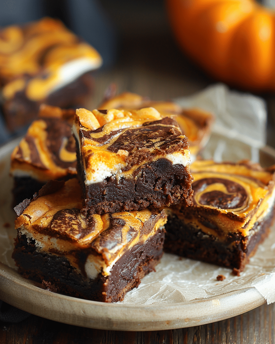 Pumpkin Cheesecake Swirl Brownies
