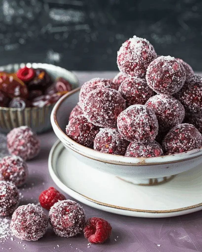 Raspberry Bliss Balls with Dates