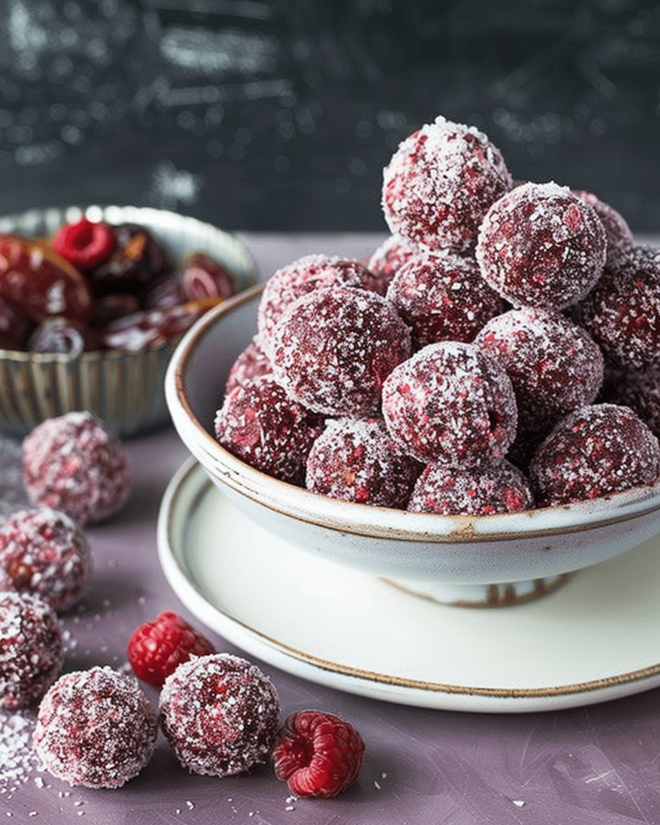 Raspberry Bliss Balls with Dates