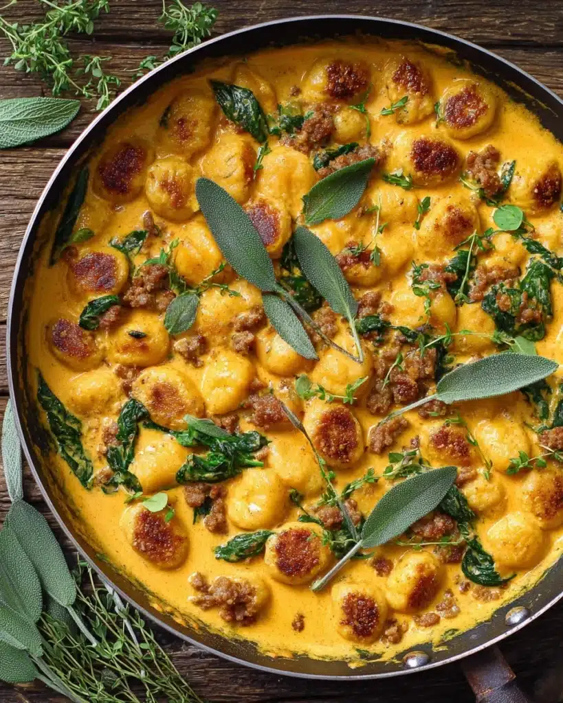 Creamy Pumpkin Gnocchi with Spinach and Sausage Recipe