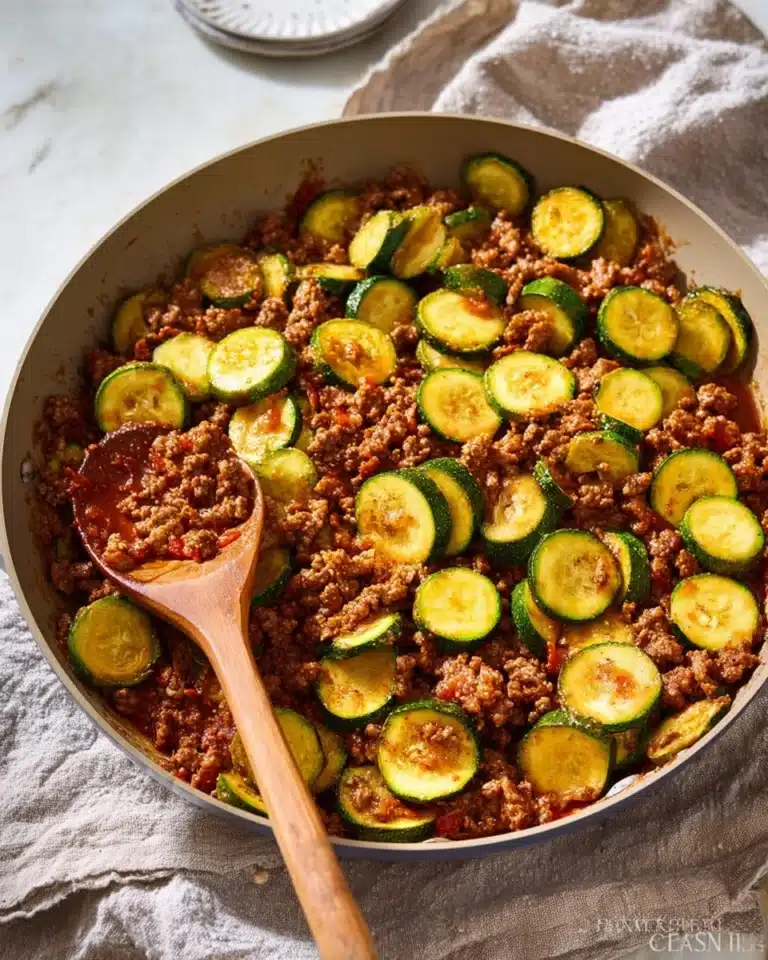 Meaty Zucchini Casserole with Ground Beef Recipe