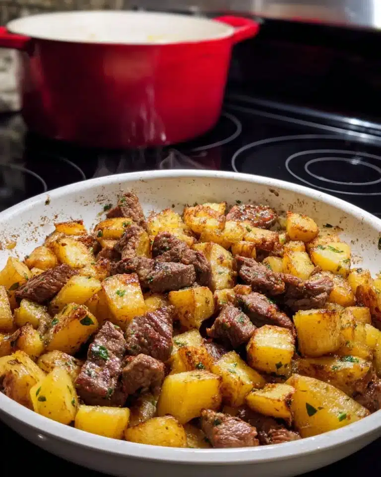 Garlic Butter Beef Bites & Potatoes Recipe