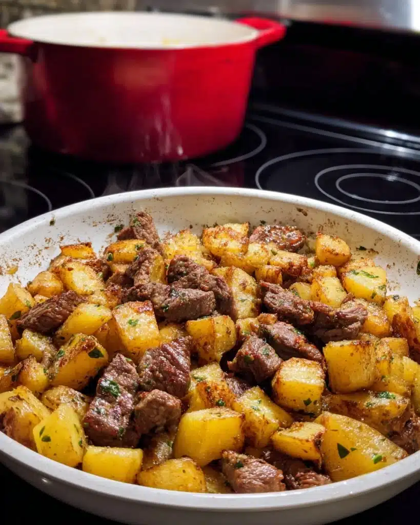 Garlic Butter Beef Bites & Potatoes Recipe