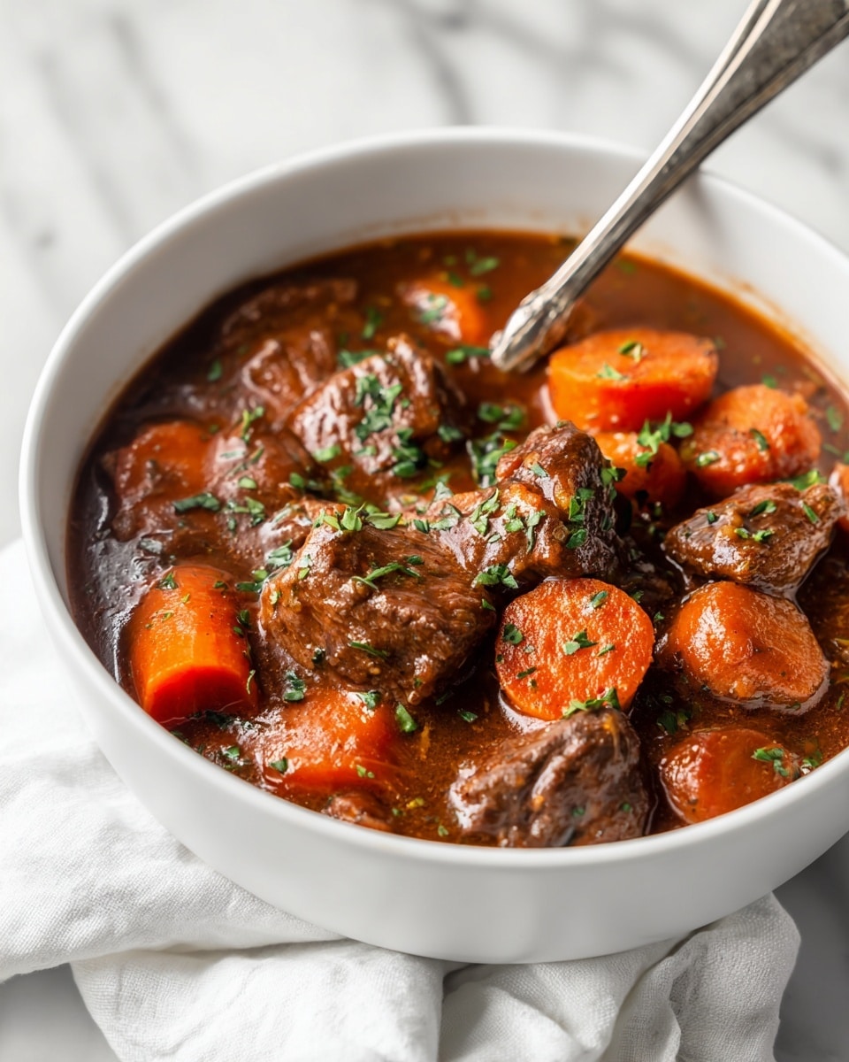 A white bowl filled with a three-layered dish starting with a bottom layer of cooked macaroni pasta with a soft, pale yellow color. The middle layer consists of browned ground meat with a crumbly texture, mixed evenly throughout. The top layer shows scattered pieces of diced bell peppers in green and red, adding vibrant color spots over the dish. The food looks moist with a slight shine from sauce coating everything, and the bowl is placed on a white marbled surface. Photo taken with an iphone --ar 4:5 --v 7